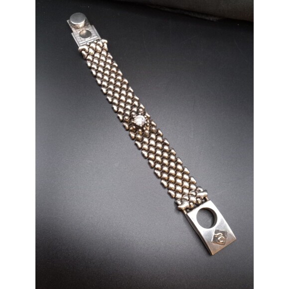 Sergio Gutierrez Liquid Metal Silver Mesh Cuff Bracelet Signed SG - Picture 6 of 14